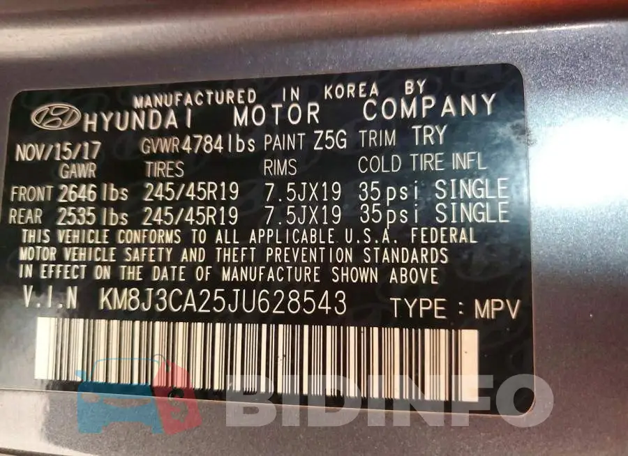 KM8J3CA25JU628543 Photo# 13