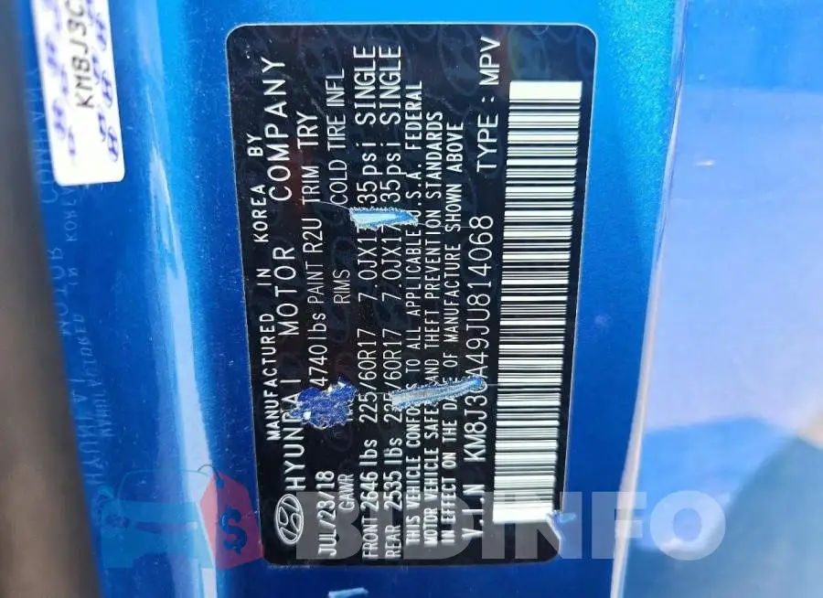 KM8J3CA49JU814068 Photo# 13