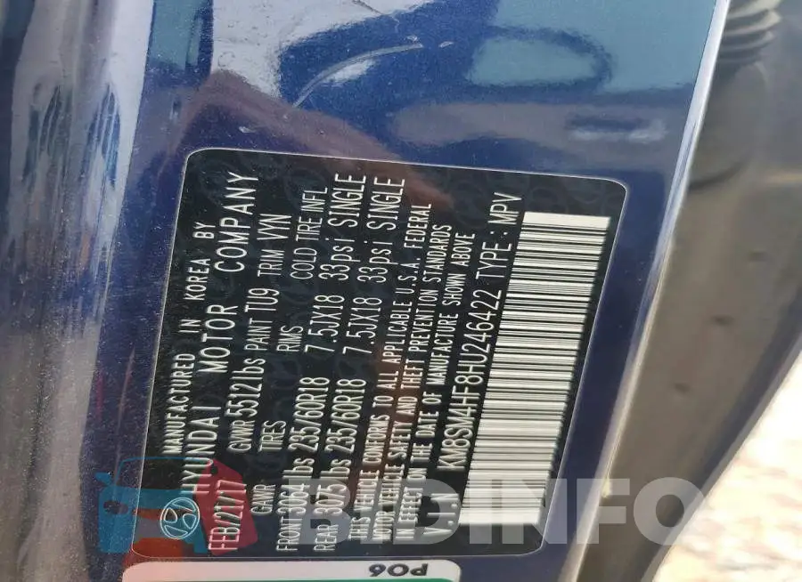 KM8SM4HF8HU246422 Photo# 13