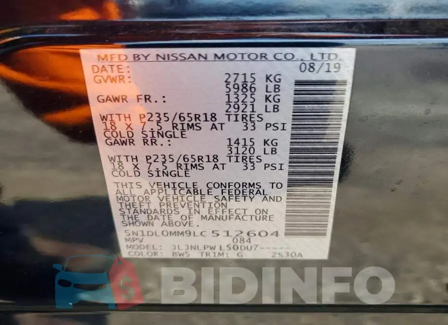 5N1DL0MM9LC512604 Photo# 12