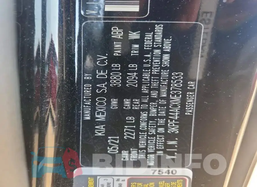 3KPF44ACXME378533 Photo# 12