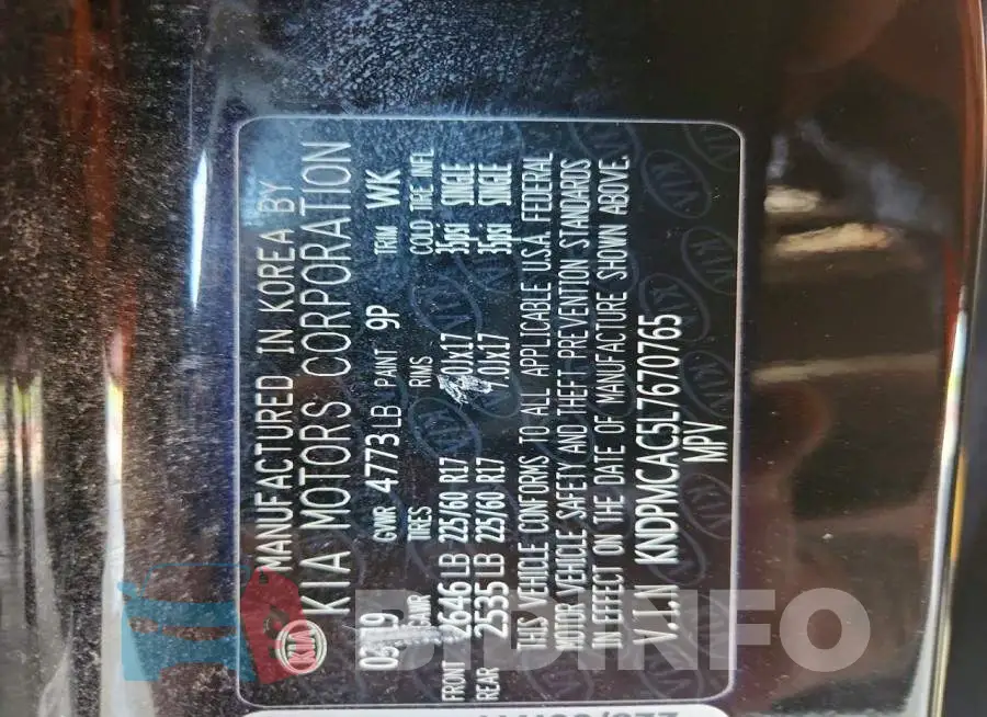 KNDPMCAC5L7670765 Photo# 13