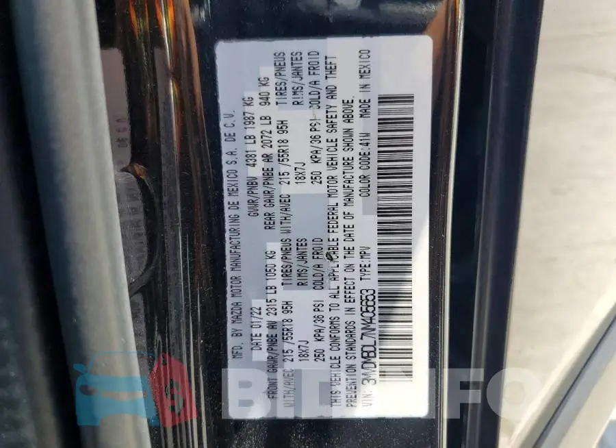 3MVDMBDL7NM405653 Photo# 13