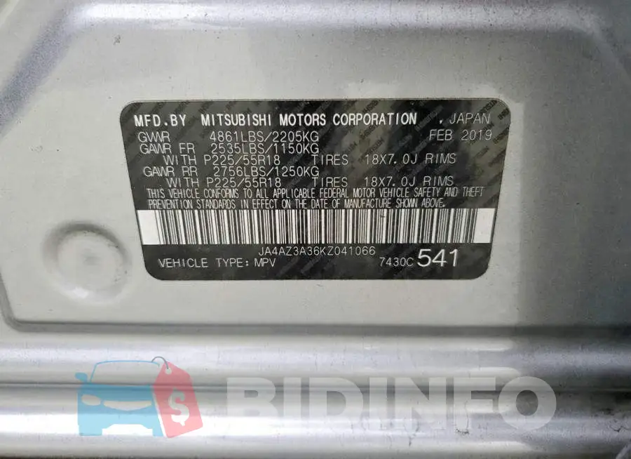 JA4AZ3A36KZ041066 Photo# 13
