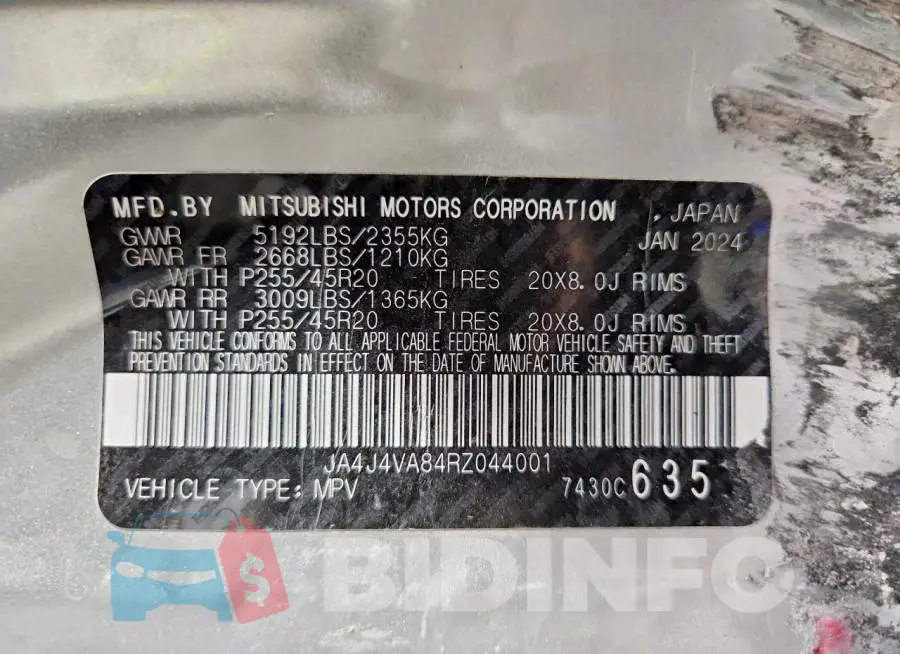JA4J4VA84RZ044001 Photo# 12