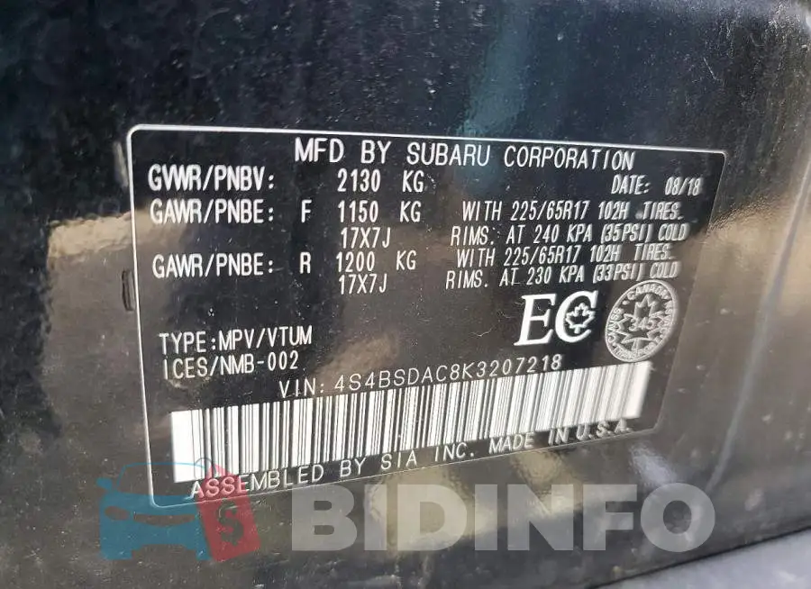 4S4BSDAC8K3207218 Photo# 13