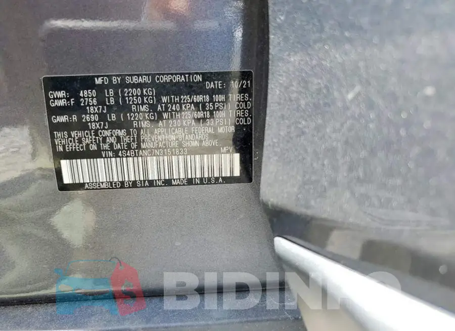 4S4BTANC7N3151833 Photo# 13
