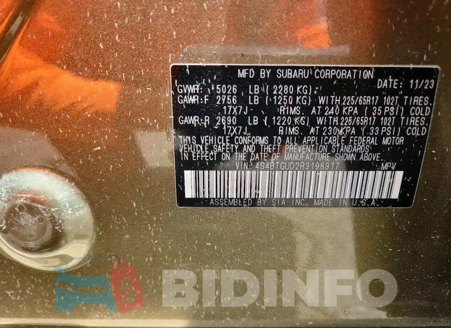 4S4BTGUD2R3198917 Photo# 14