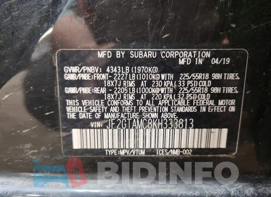 JF2GTAMC8KH333813 Photo# 13