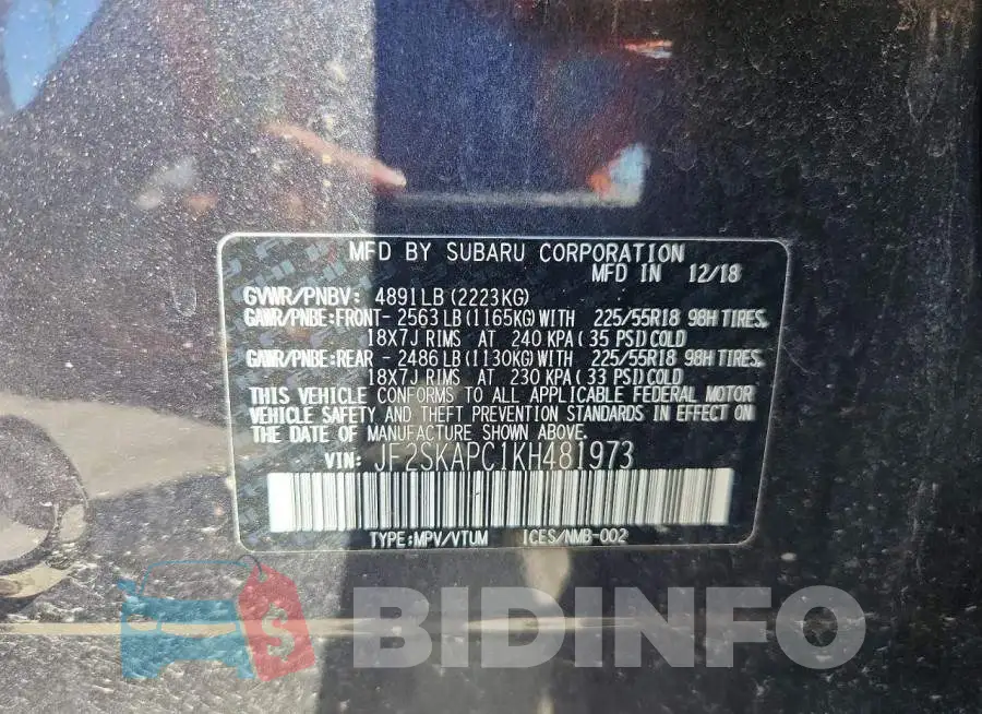 JF2SKAPC1KH481973 Photo# 13