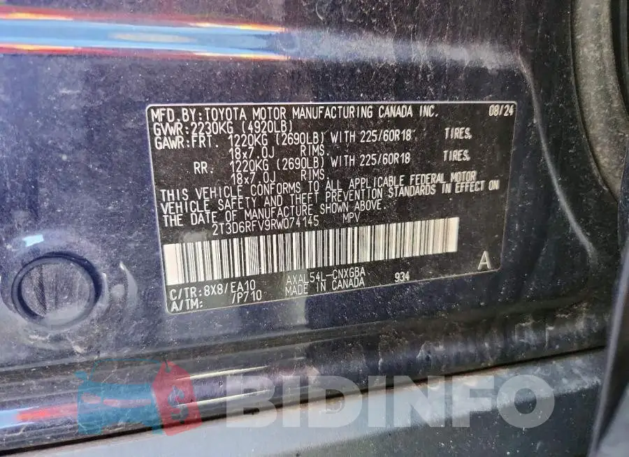 2T3D6RFV9RW074145 Photo# 13