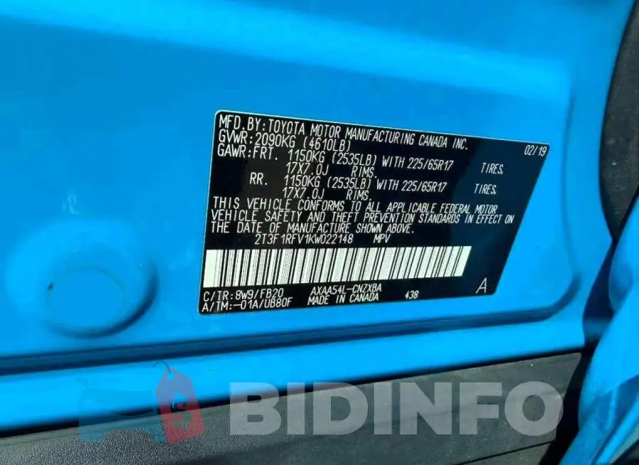 2T3F1RFV1KW022148 Photo# 10