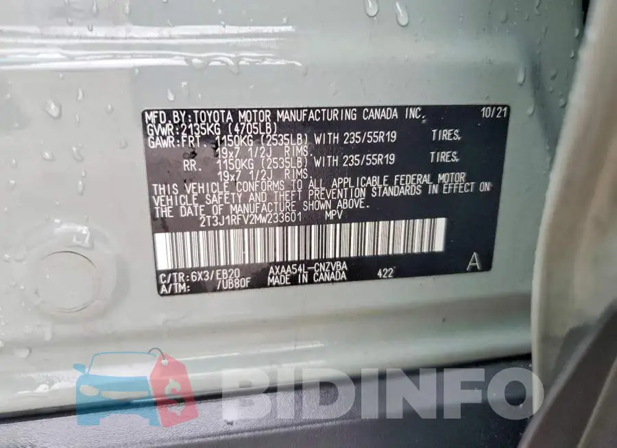 2T3J1RFV2MW233601 Photo# 13
