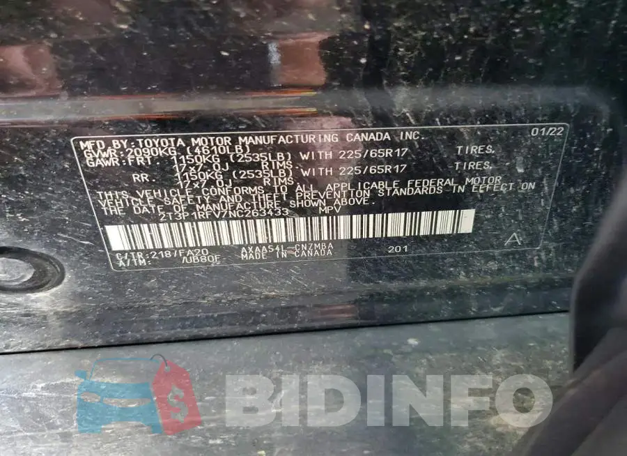 2T3P1RFV7NC263433 Photo# 13