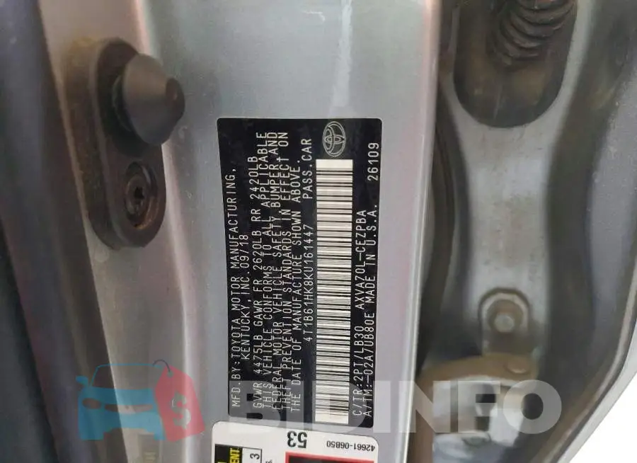 4T1B61HK8KU161447 Photo# 13