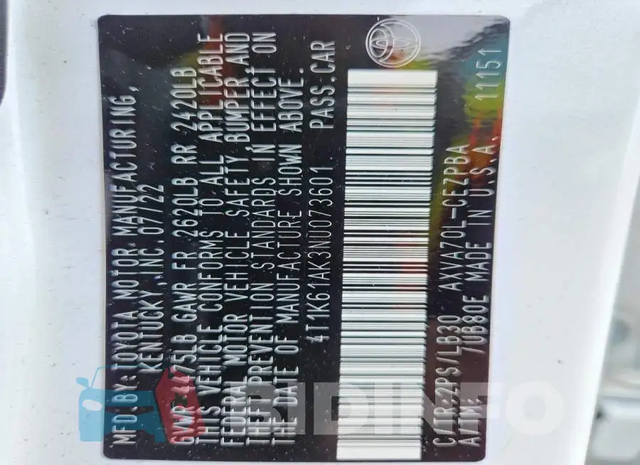4T1K61AK3NU073601 Photo# 12