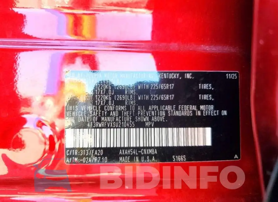 4T3RWRFVXSU210455 Photo# 12