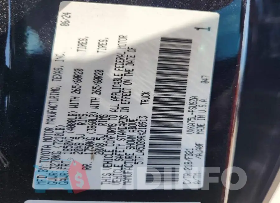 5TFLA5DB9RX210913 Photo# 12