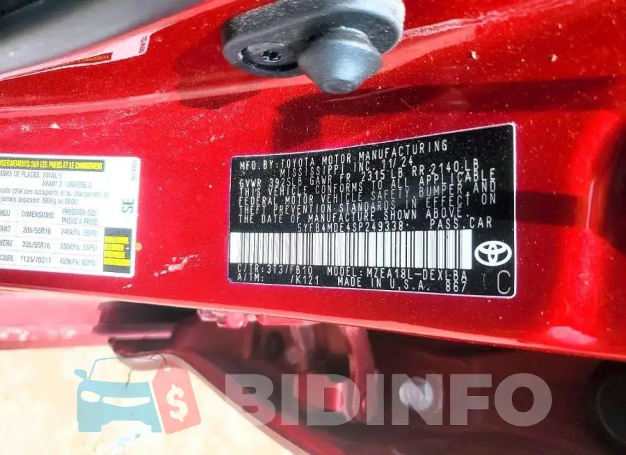 5YFB4MDE4SP249338 Photo# 12