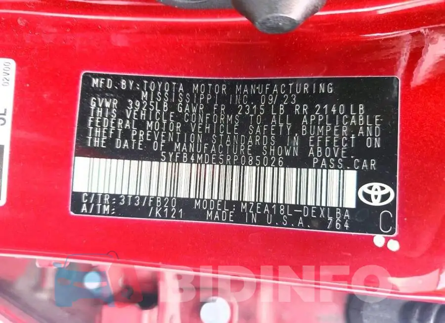 5YFB4MDE5RP085026 Photo# 12