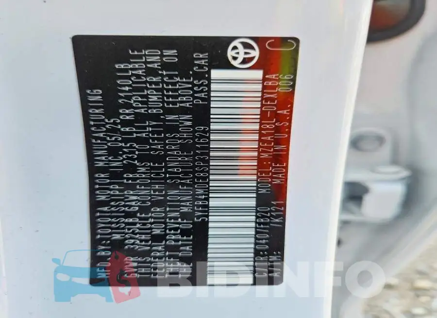 5YFB4MDE8SP311629 Photo# 13