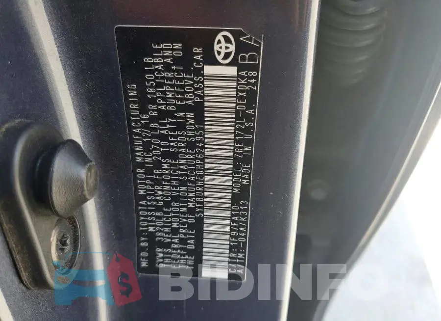 5YFBURHE0HP624951 Photo# 12