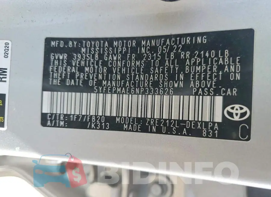 5YFEPMAE6NP333626 Photo# 12
