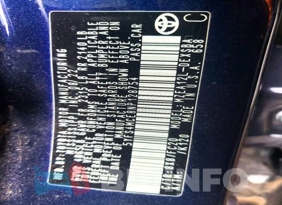 5YFS4MCE8NP128754 Photo# 12