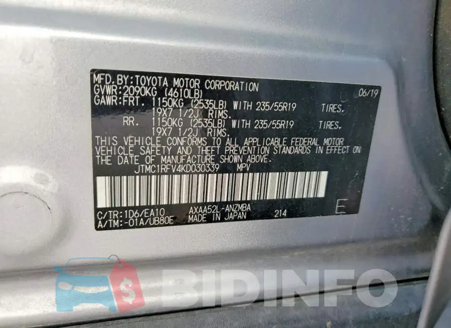 JTMC1RFV4KD030339 Photo# 13