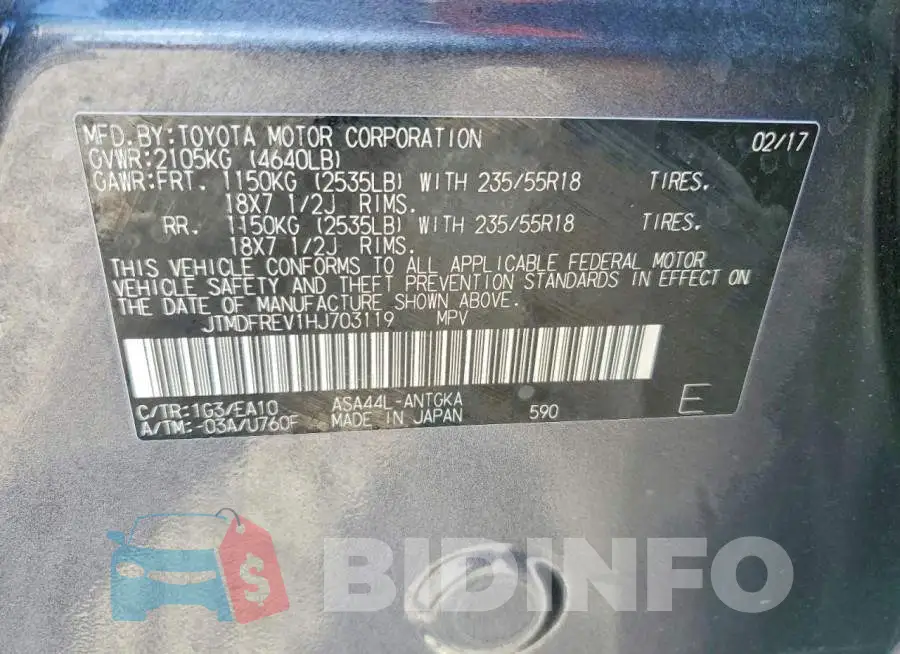 JTMDFREV1HJ703119 Photo# 13