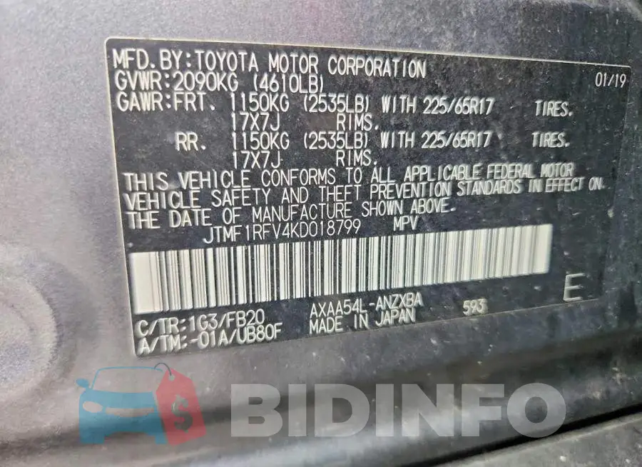 JTMF1RFV4KD018799 Photo# 14