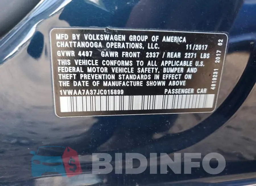 1VWAA7A37JC015899 Photo# 12