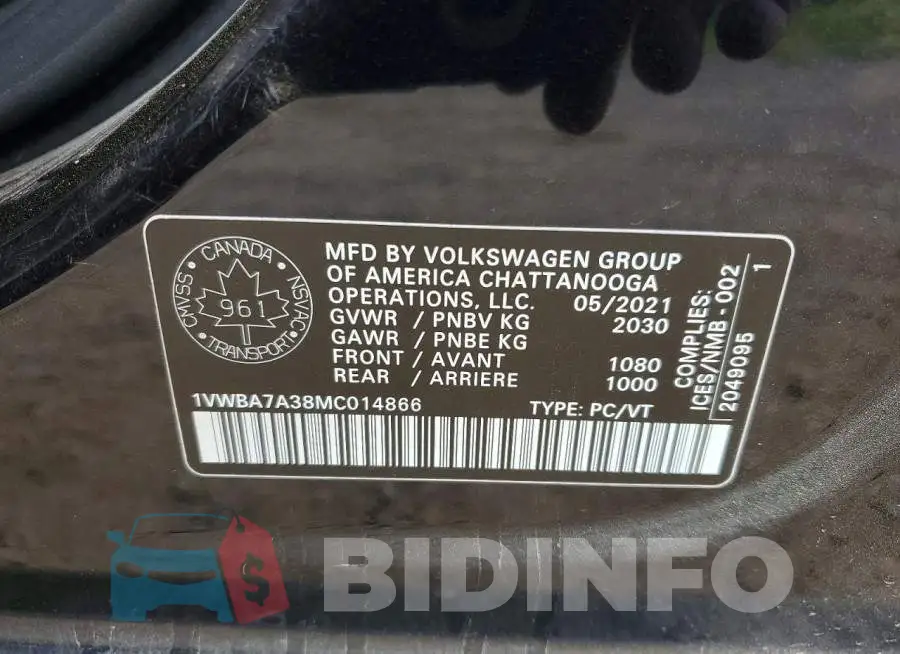 1VWBA7A38MC014866 Photo# 12