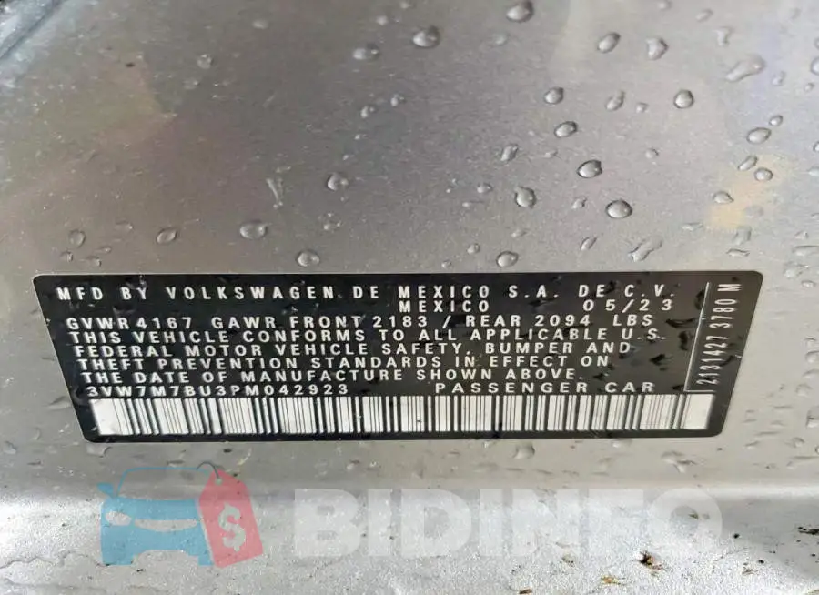 3VW7M7BU3PM042923 Photo# 13