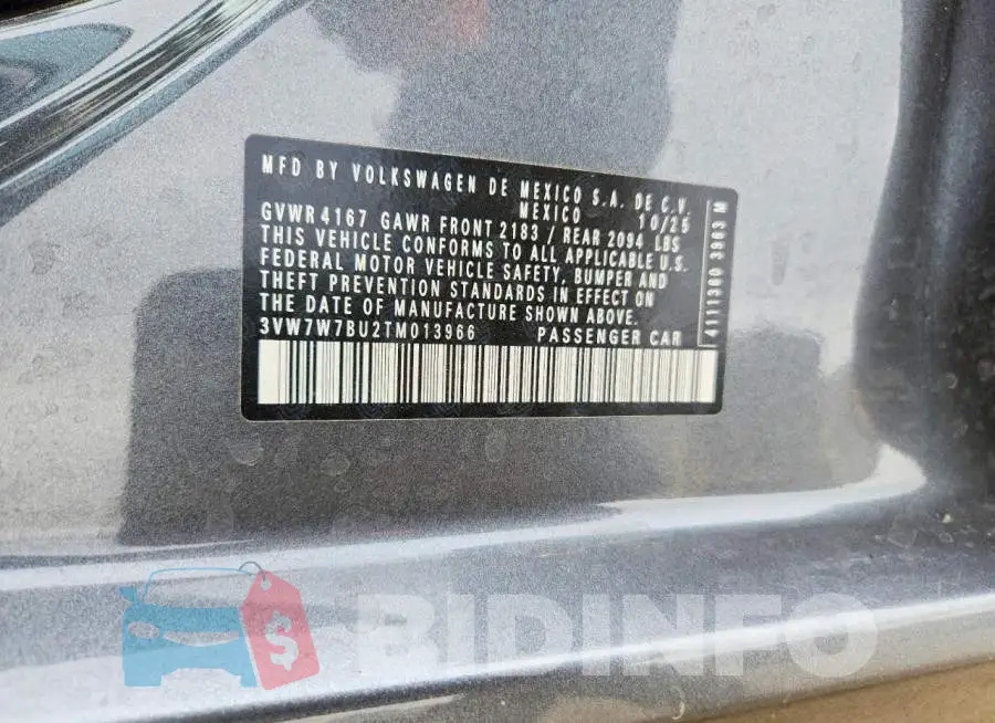 3VW7W7BU2TM013966 Photo# 13