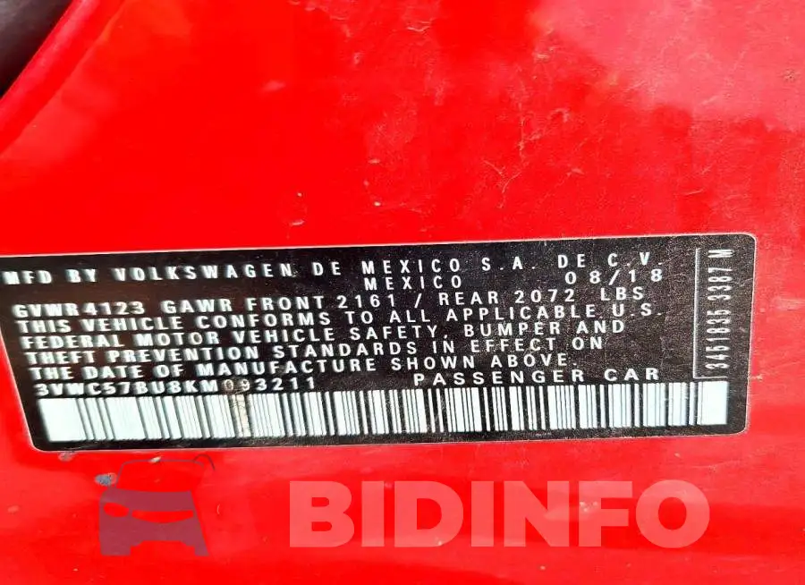 3VWC57BU8KM093211 Photo# 12