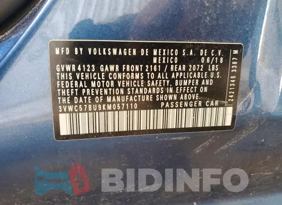 3VWC57BU9KM057110 Photo# 12