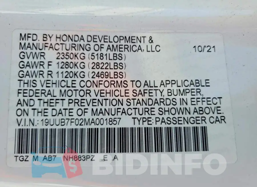 19UUB7F02MA001857 Photo# 12
