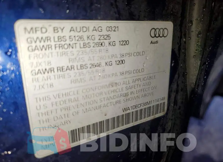 WA1DECF38M1114148 Photo# 13