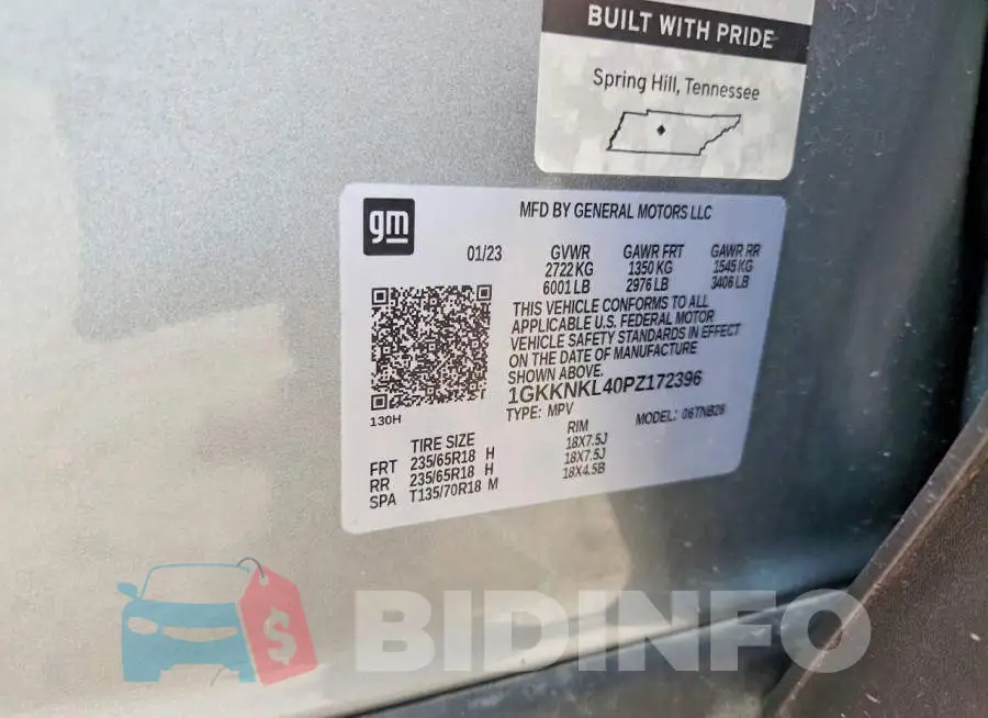 1GKKNKL40PZ172396 Photo# 13