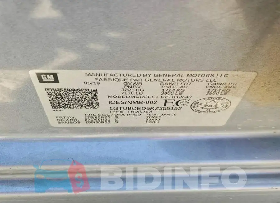 1GTU9CED5KZ355152 Photo# 12