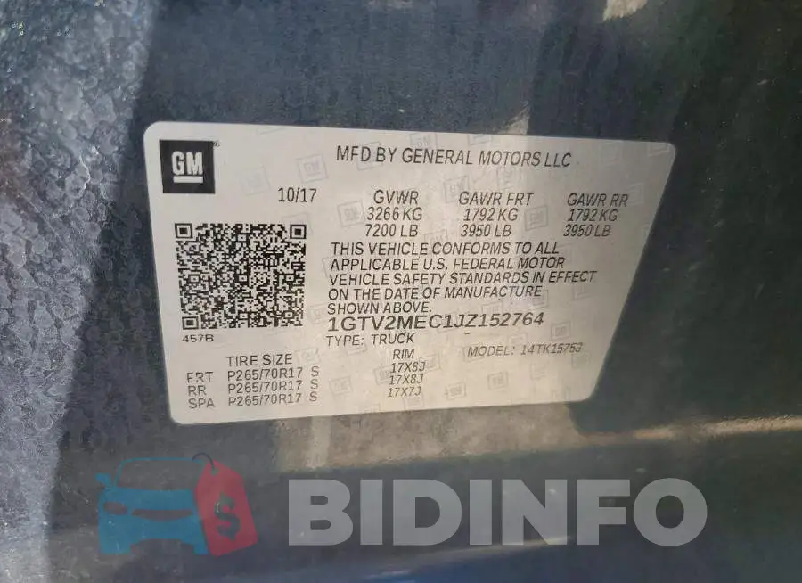 1GTV2MEC1JZ152764 Photo# 12