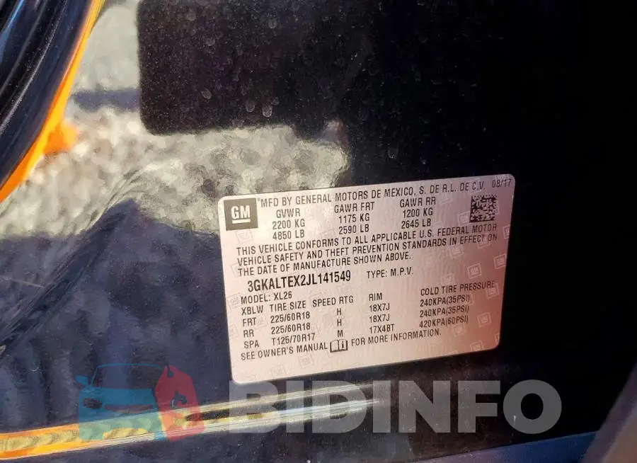 3GKALTEX2JL141549 Photo# 13