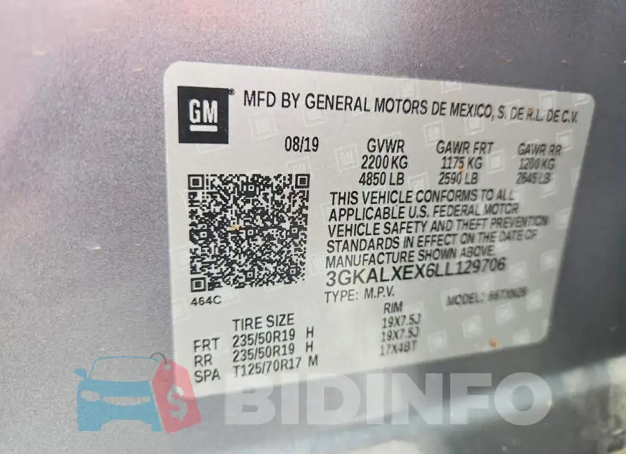 3GKALXEX6LL129706 Photo# 14
