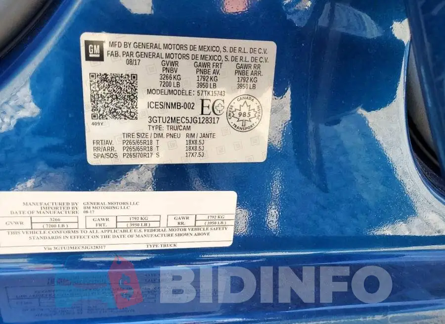 3GTU2MEC5JG128317 Photo# 12