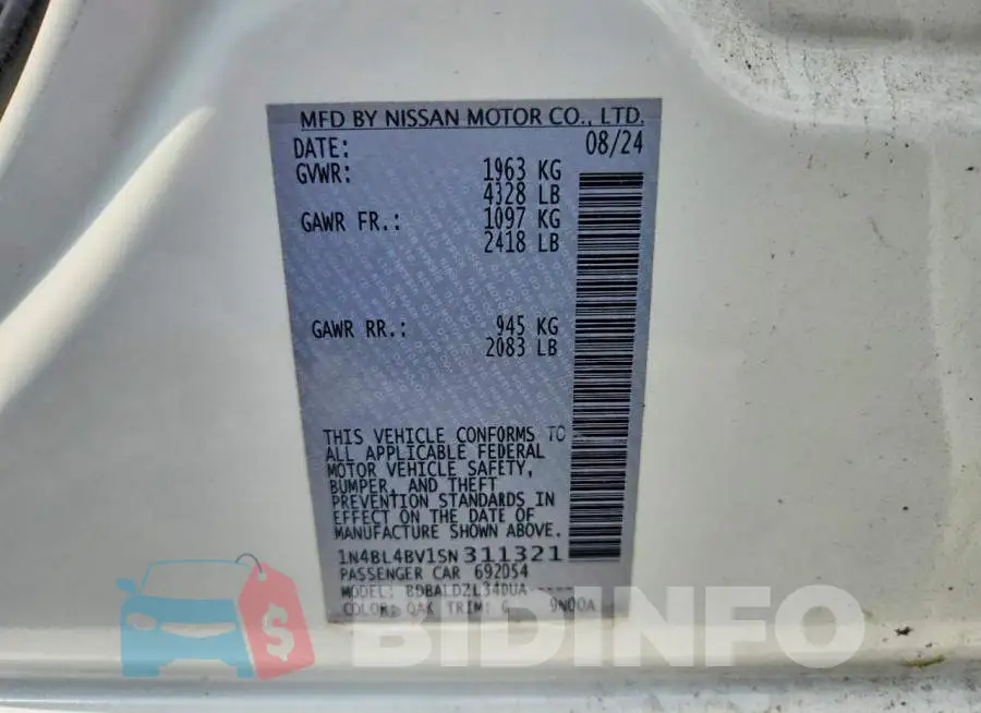 1N4BL4BV1SN311321 Photo# 13
