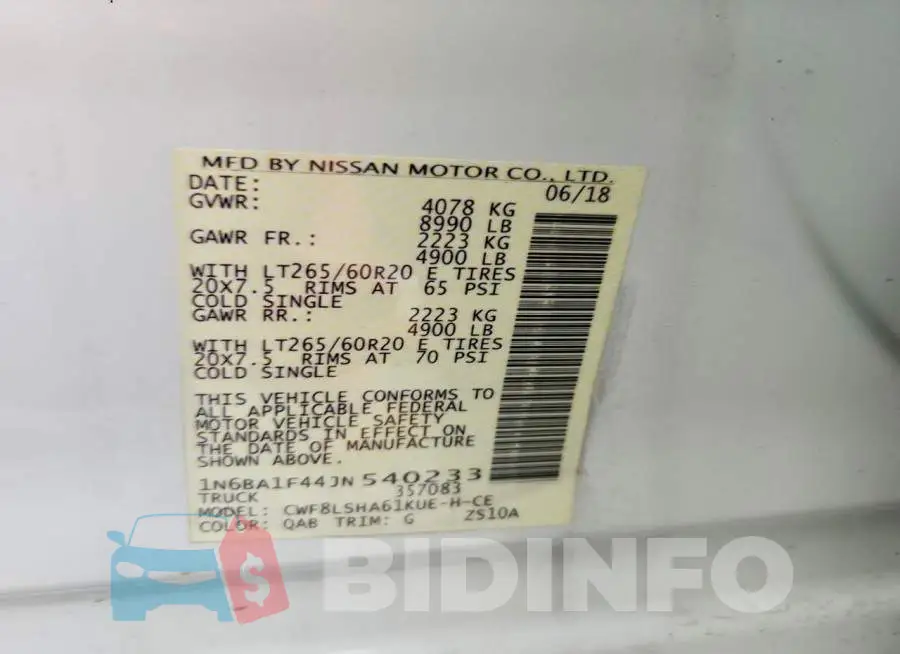 1N6BA1F44JN540233 Photo# 12