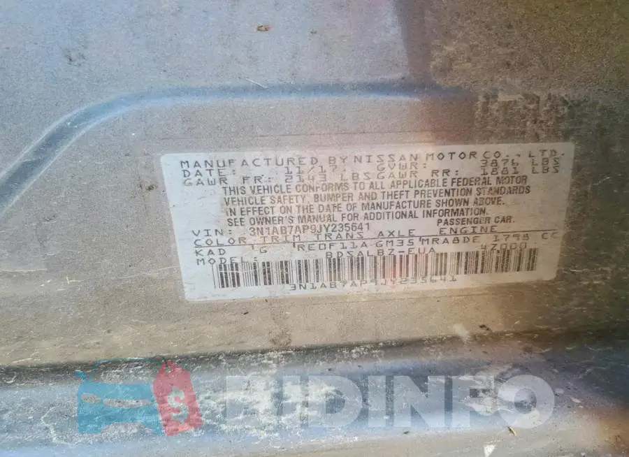 3N1AB7AP9JY235641 Photo# 13