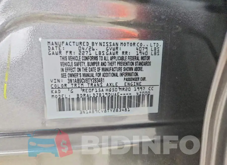 3N1AB9CV8TY283481 Photo# 12