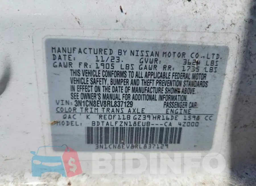 3N1CN8EV8RL837129 Photo# 12